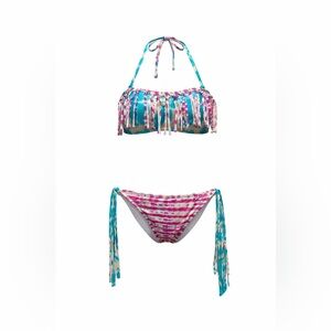Xhilaration Tie Dye Fringe Bikini Blue Pink Size SP (Target)